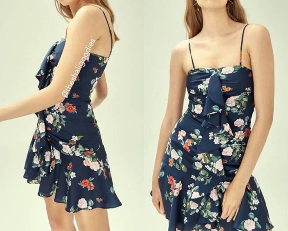 KEEPSAKE For Me Mini Dress Navy Floral Satin